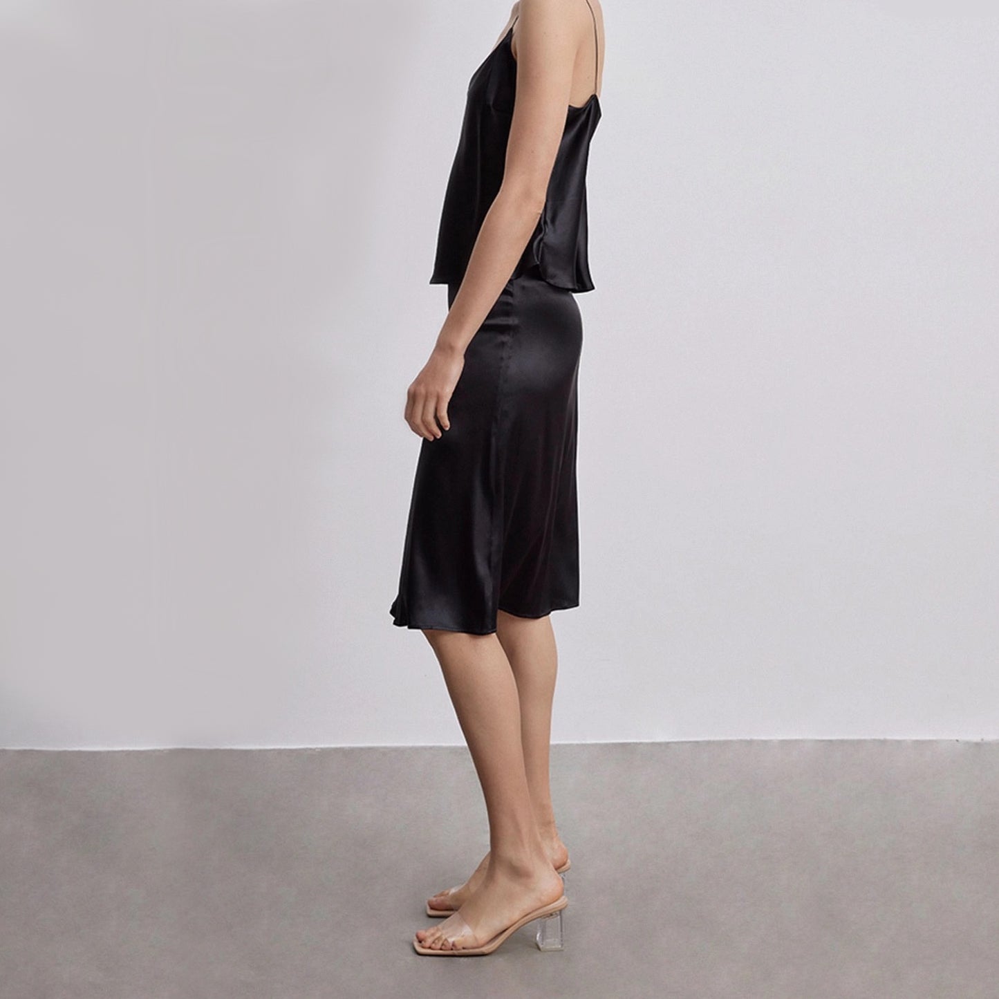 Bias Cut Silk Midi Skirt