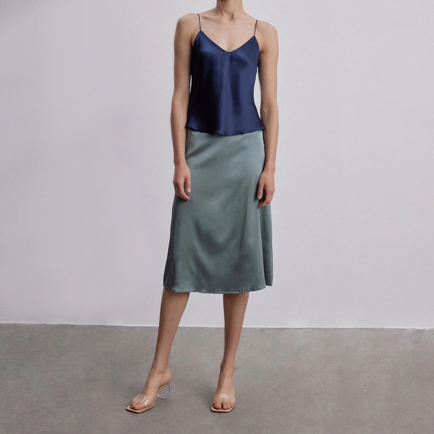 Bias Cut Silk Midi Skirt