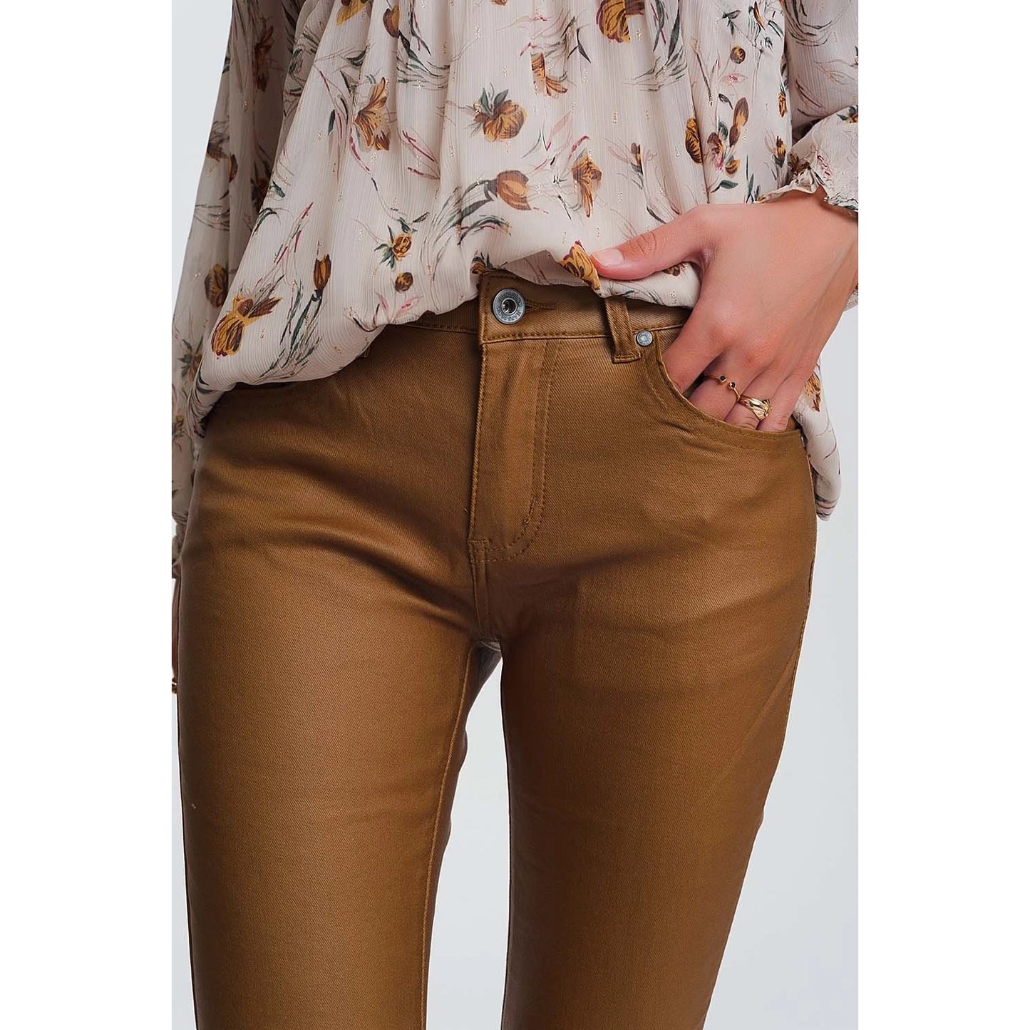 Coated Skinny Pants