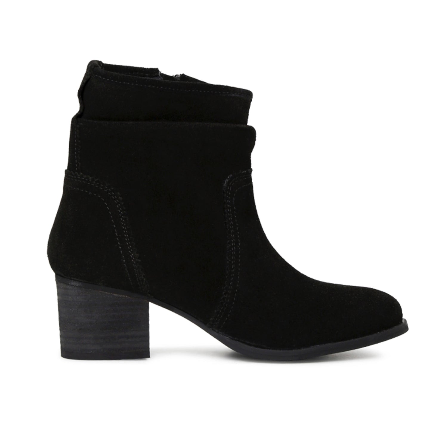 Black Bowie Stacked Heel Leather Boots