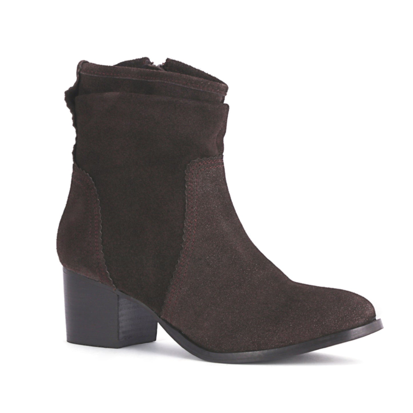 Brown Bowie Stacked Heel Leather Boots