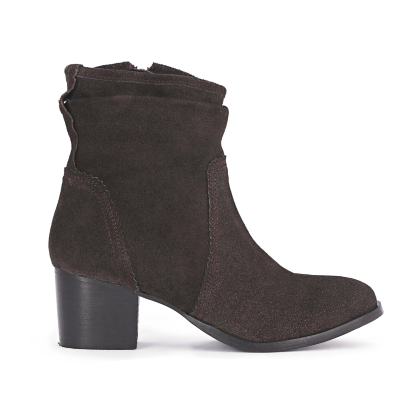 Brown Bowie Stacked Heel Leather Boots