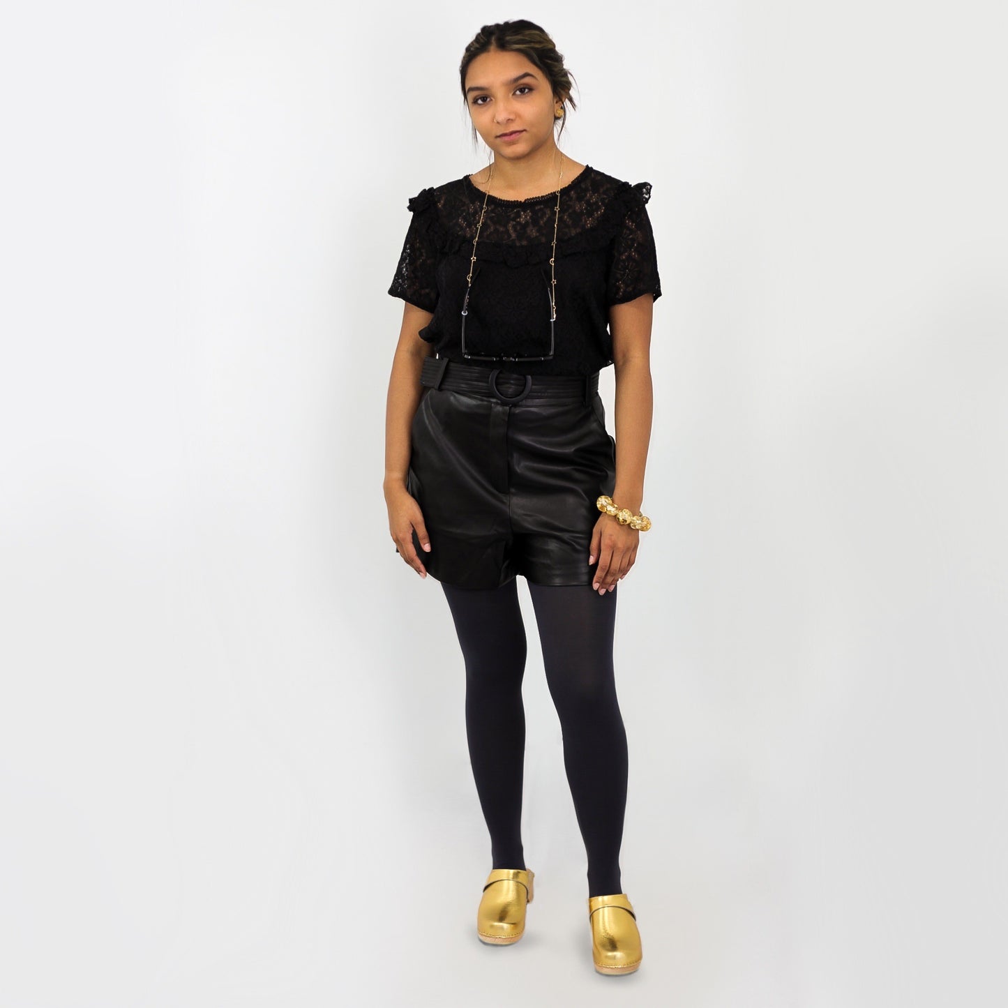 Faux Leather Shorts with Belt