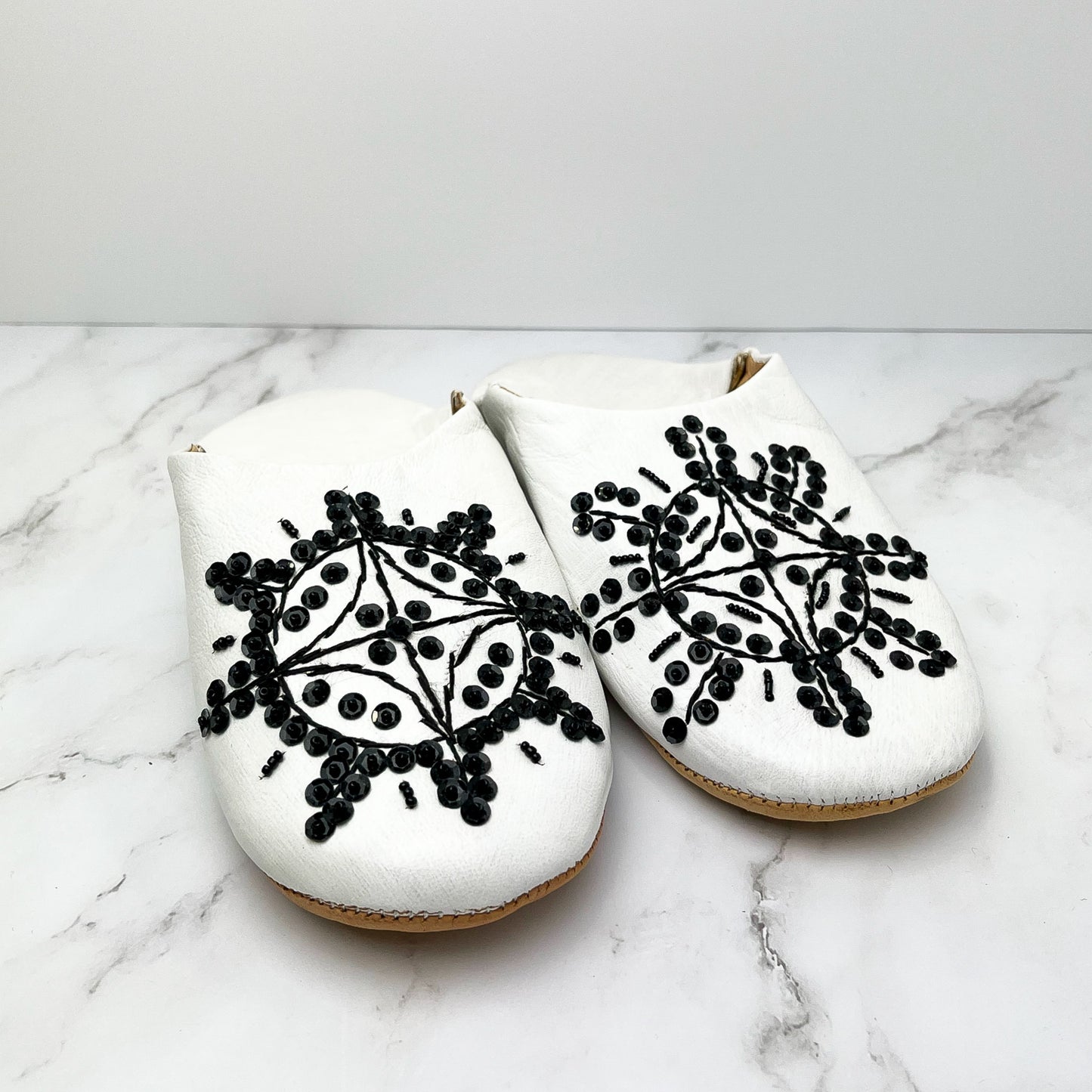 Sequin Leather Slippers