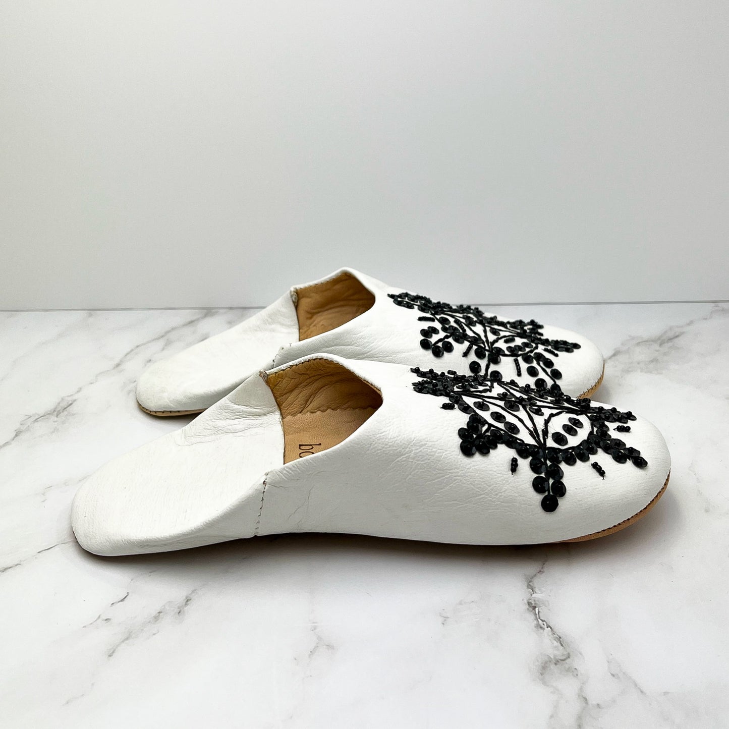 Sequin Leather Slippers