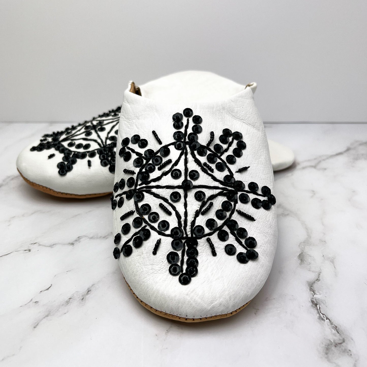 Sequin Leather Slippers
