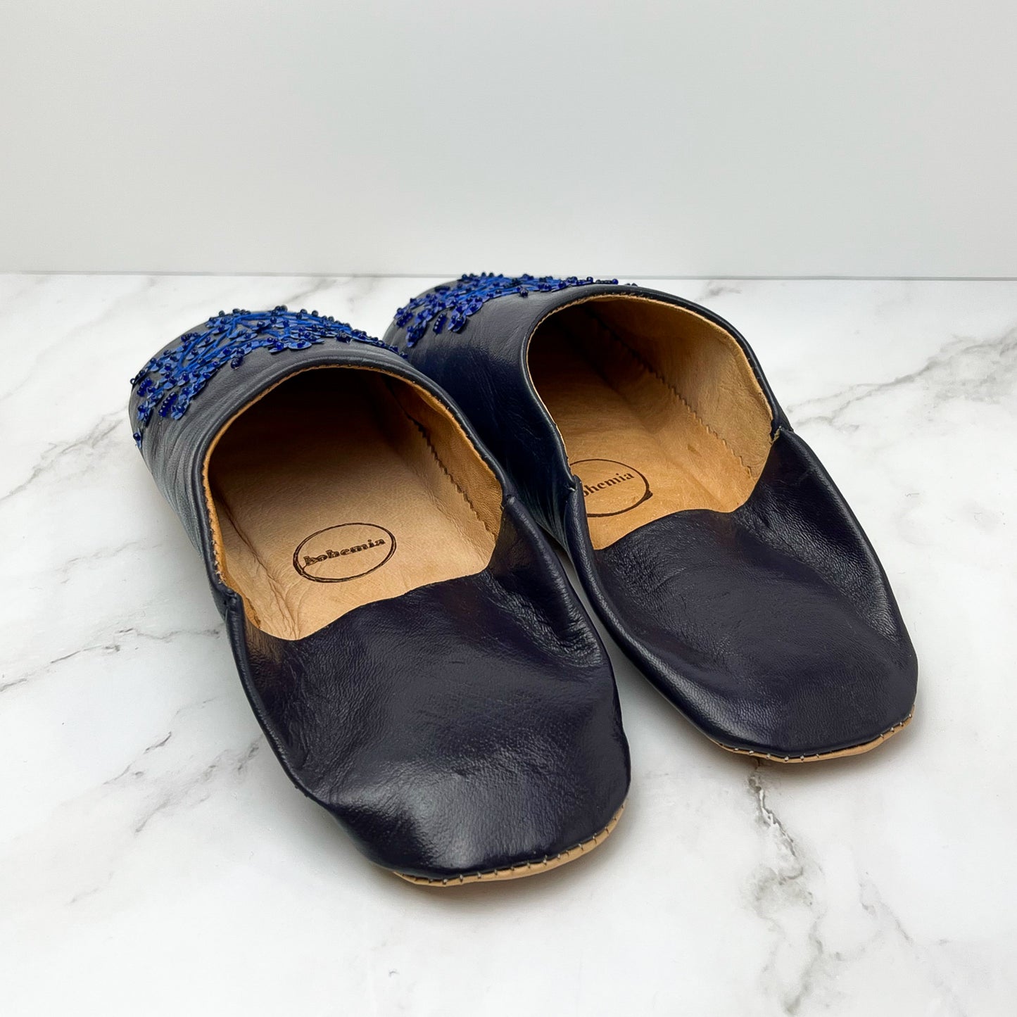 Sequin Leather Slippers