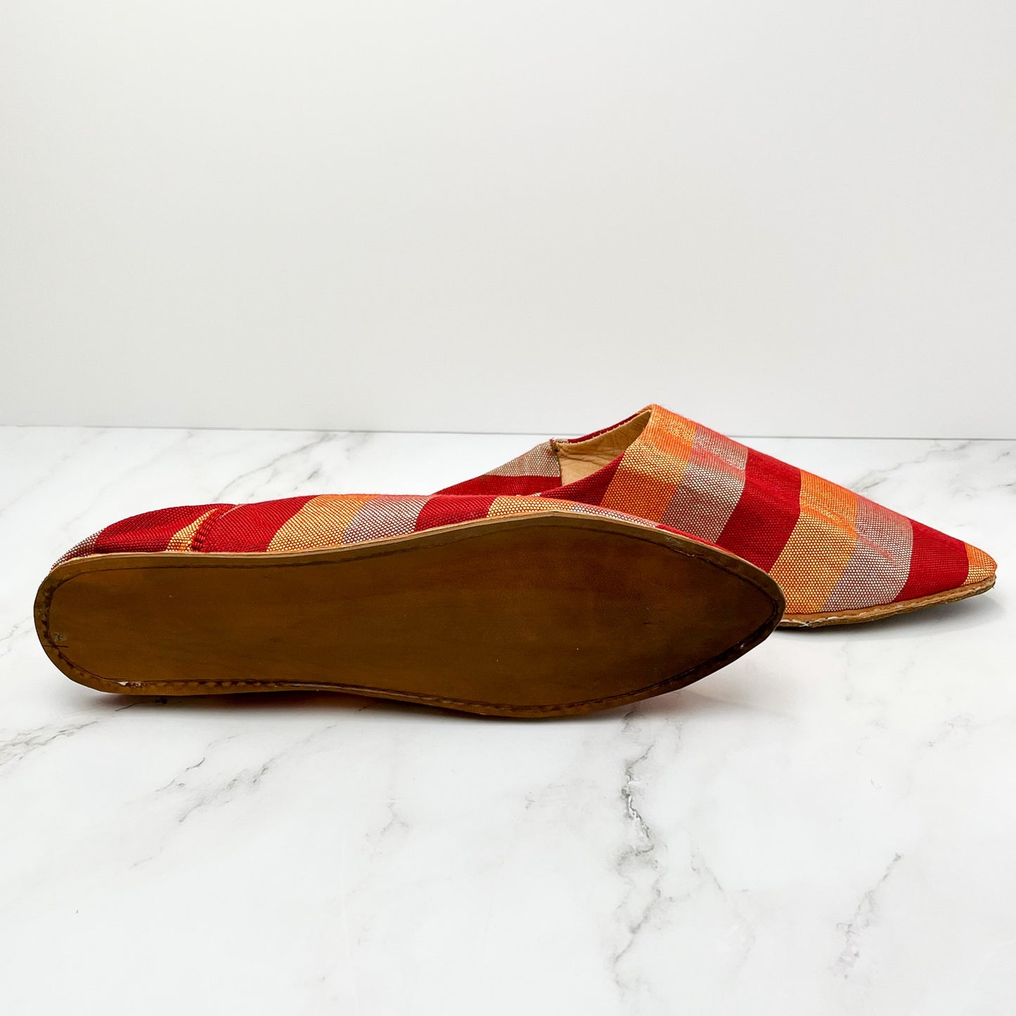 Stripy Leather Slippers