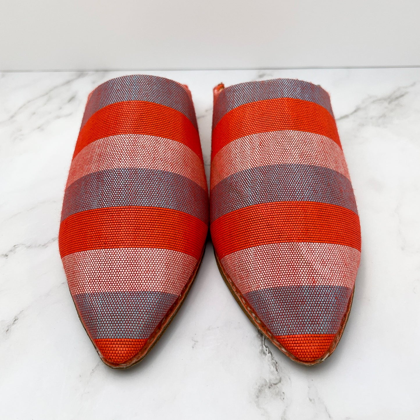 Stripy Leather Slippers