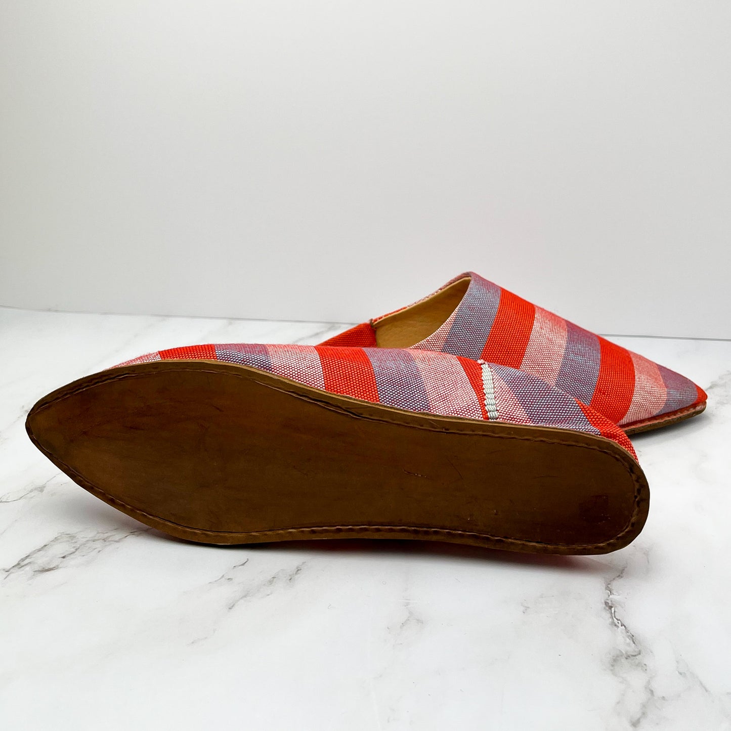 Stripy Leather Slippers