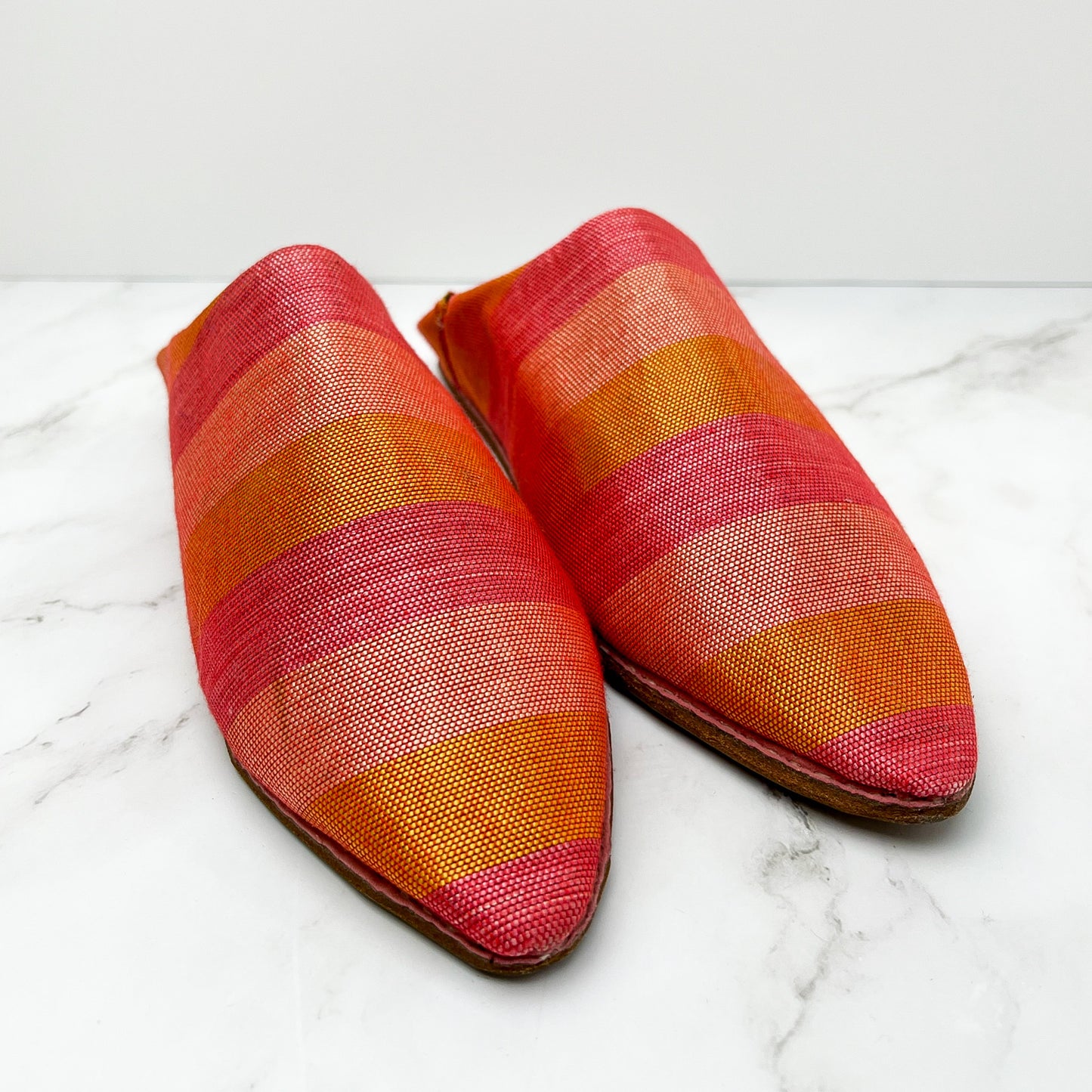Stripy Leather Slippers