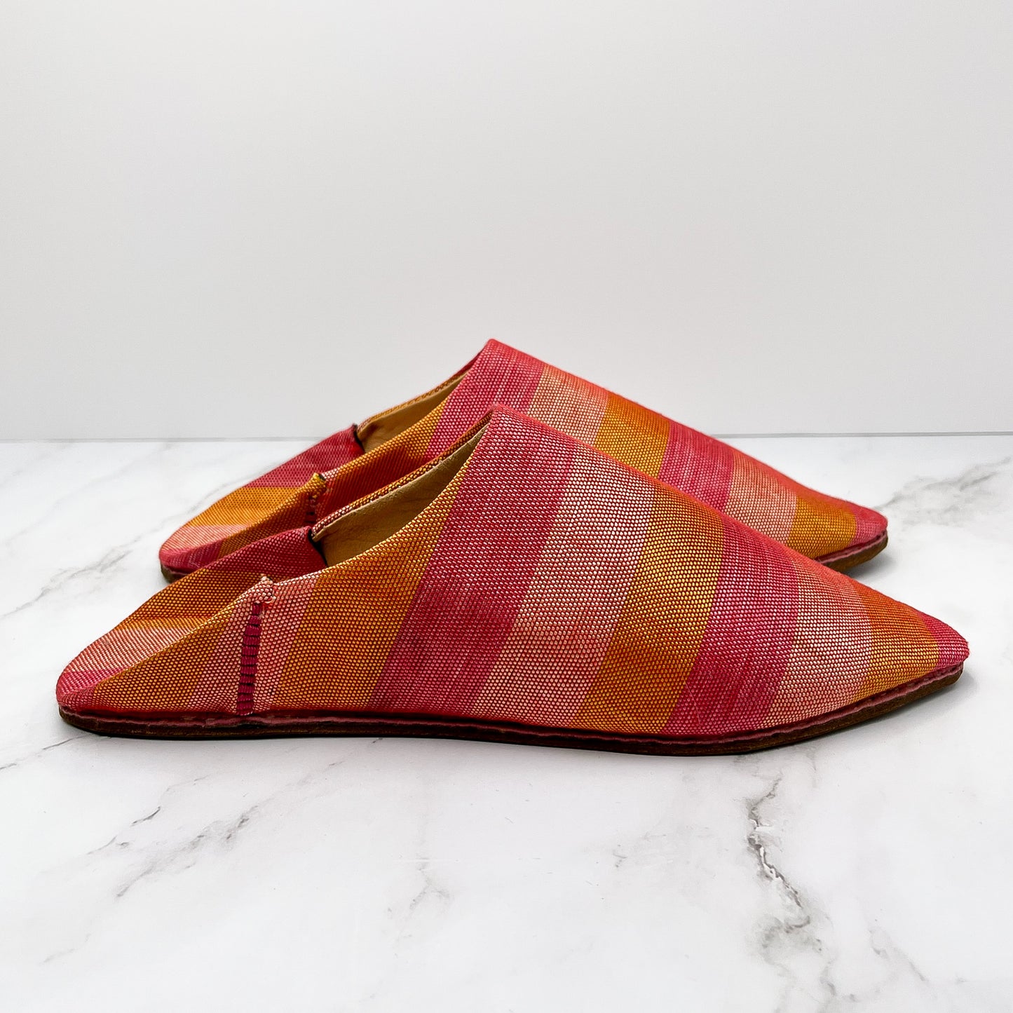Stripy Leather Slippers
