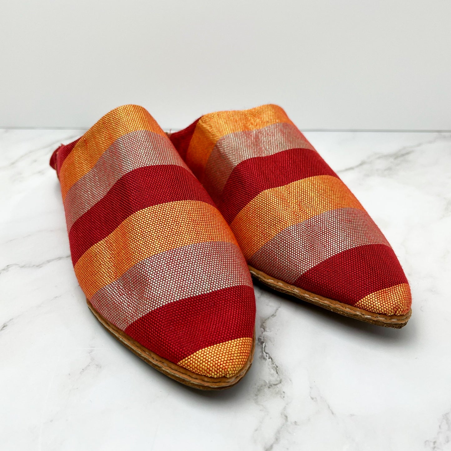 Stripy Leather Slippers