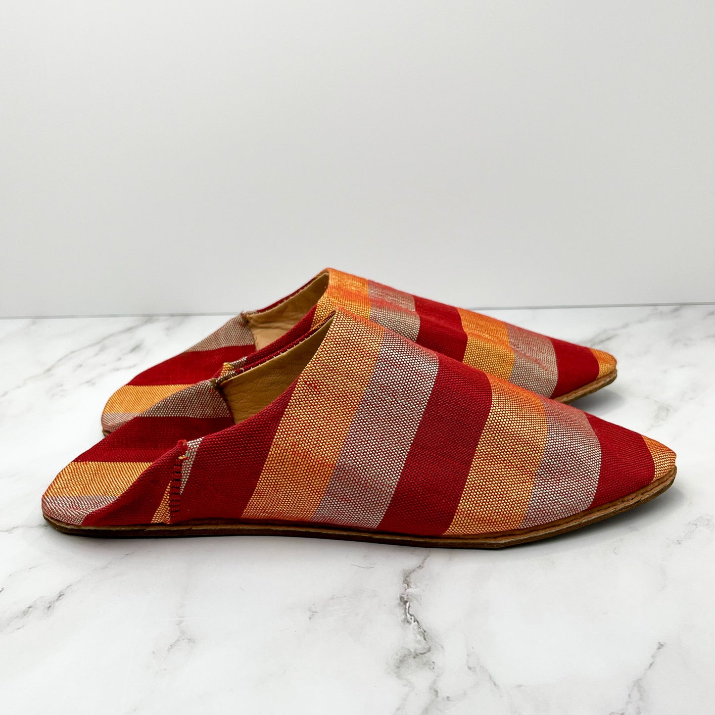 Stripy Leather Slippers
