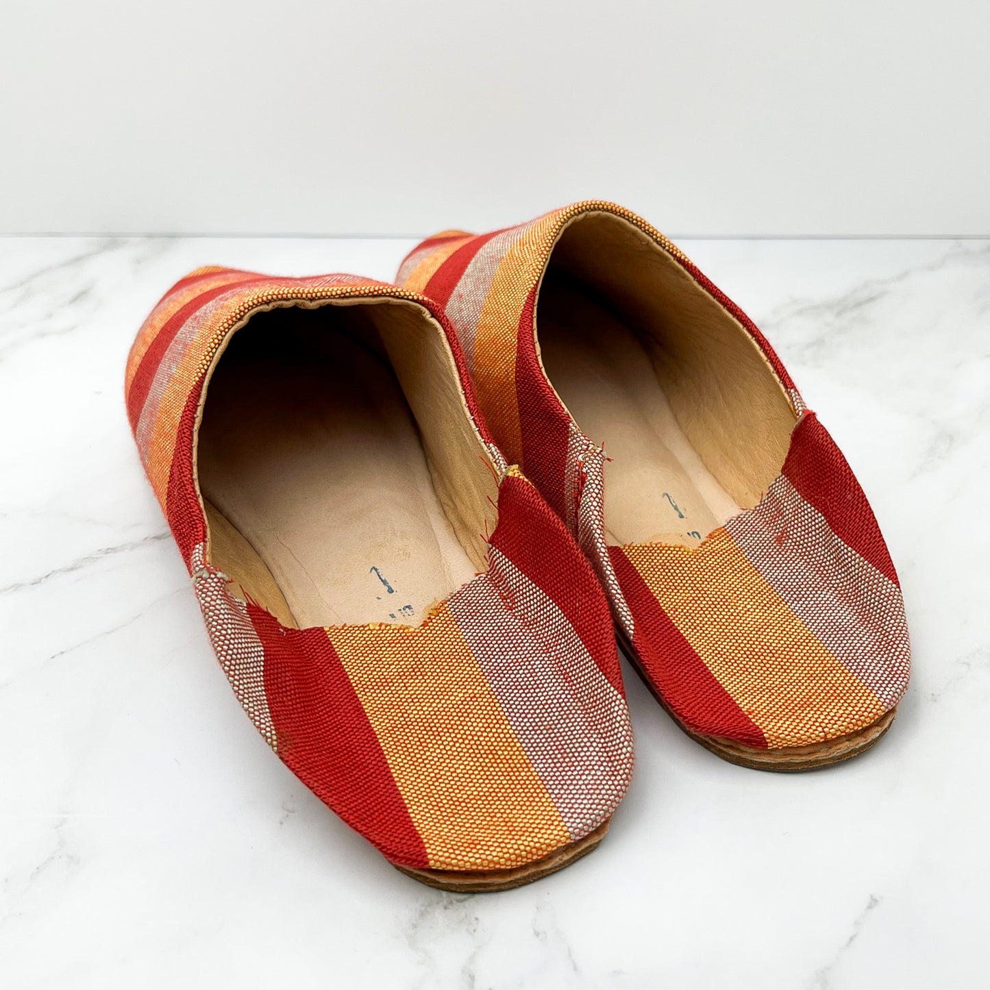 Stripy Leather Slippers