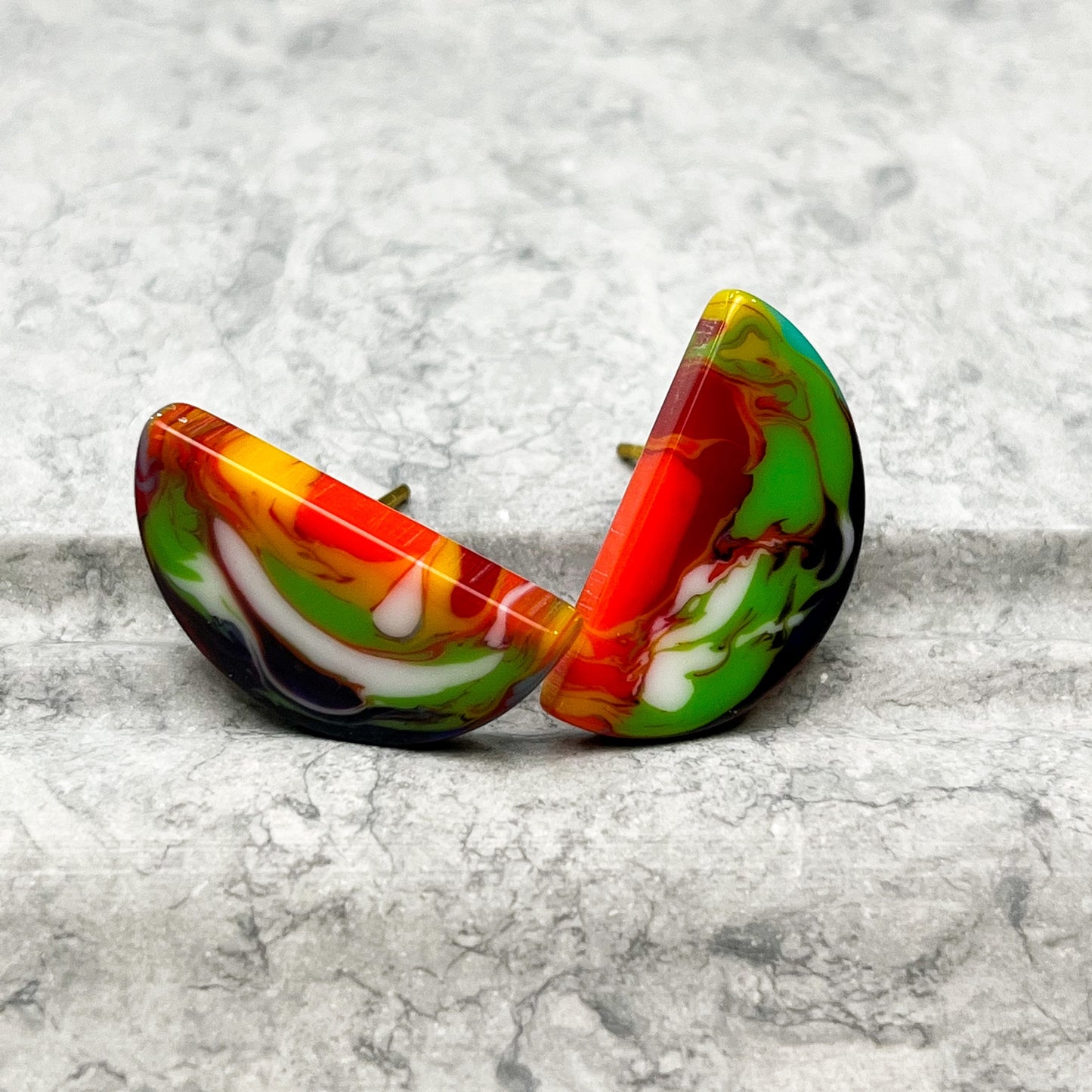 Half Moon Resin Earrings "Luna"