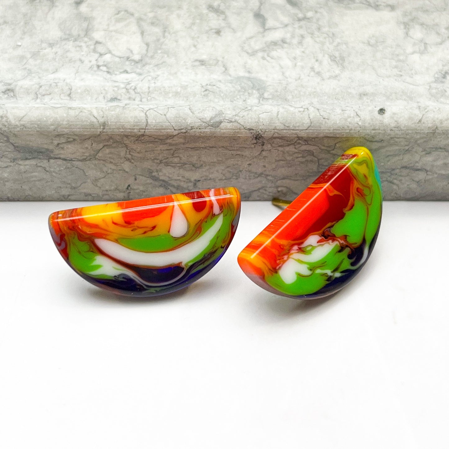 Half Moon Resin Earrings "Luna"