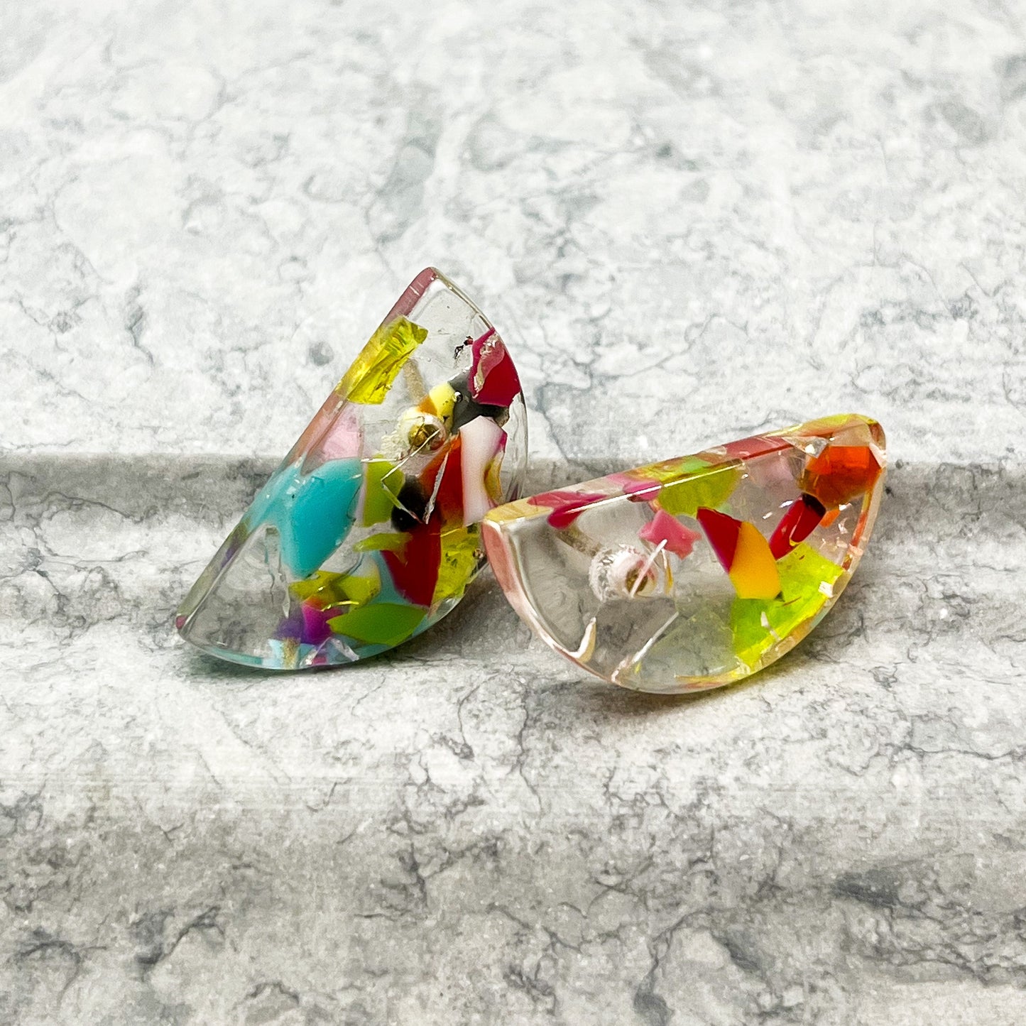 Half Moon Resin Earrings "Luna"
