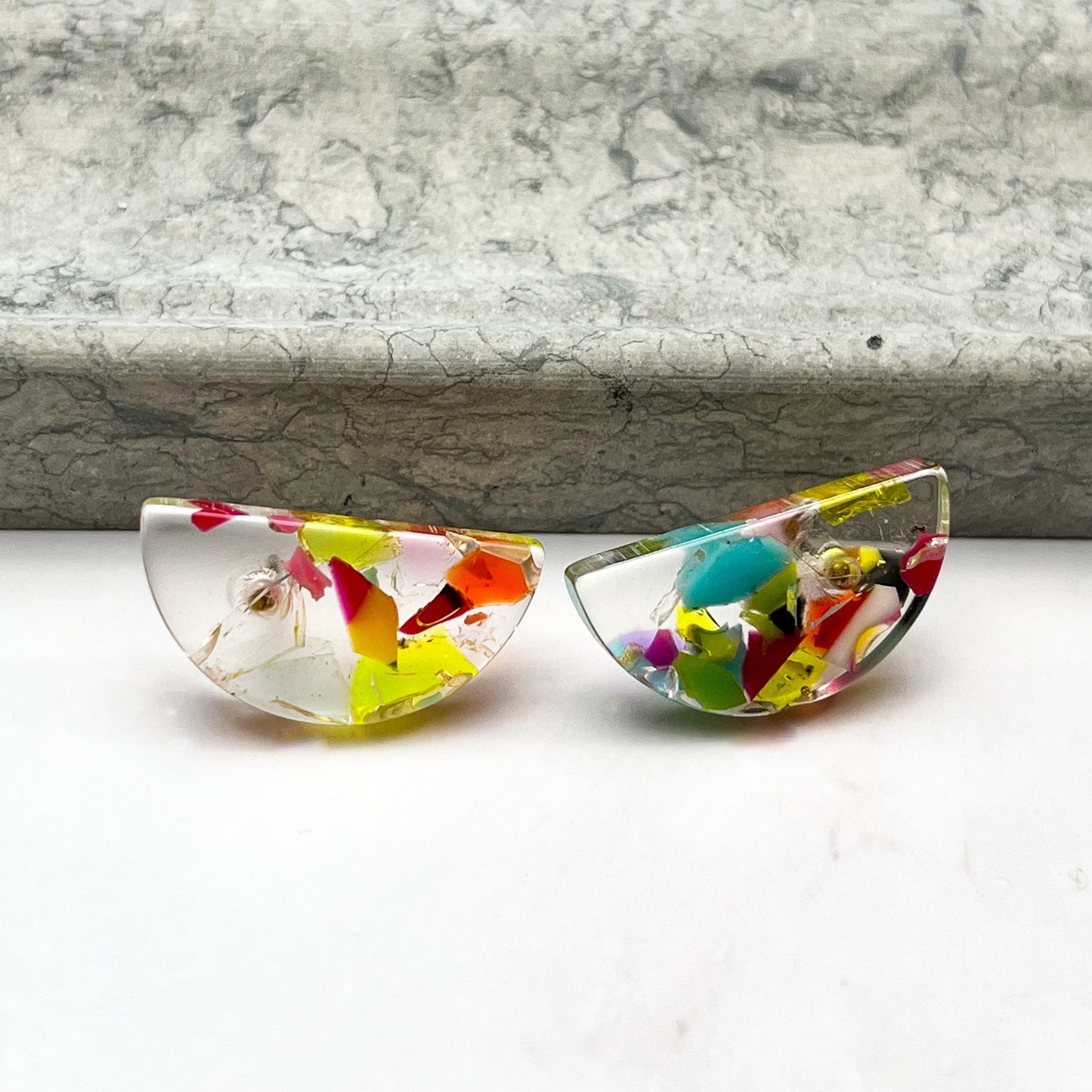 Half Moon Resin Earrings "Luna"