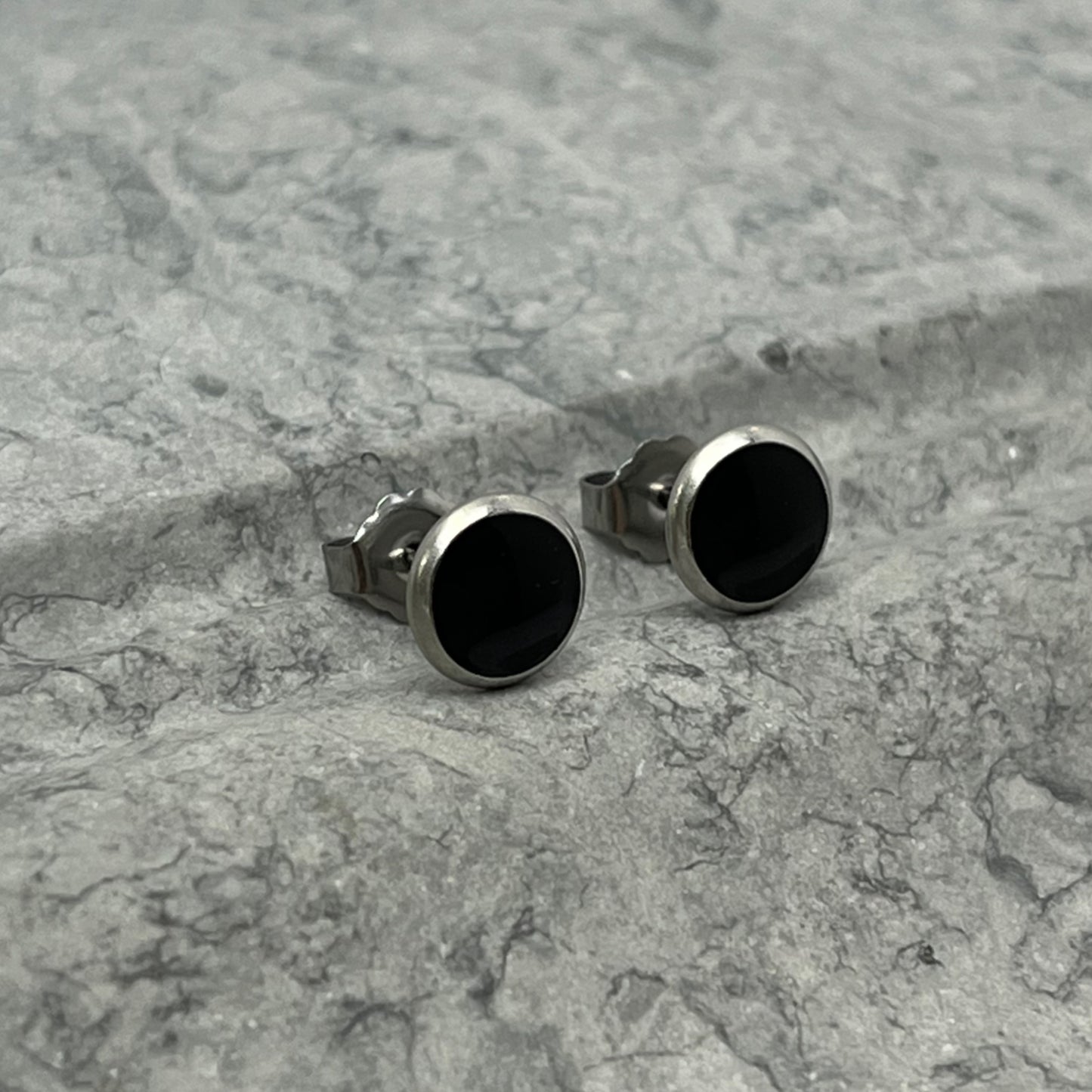 Tiny Black & Silver Studs