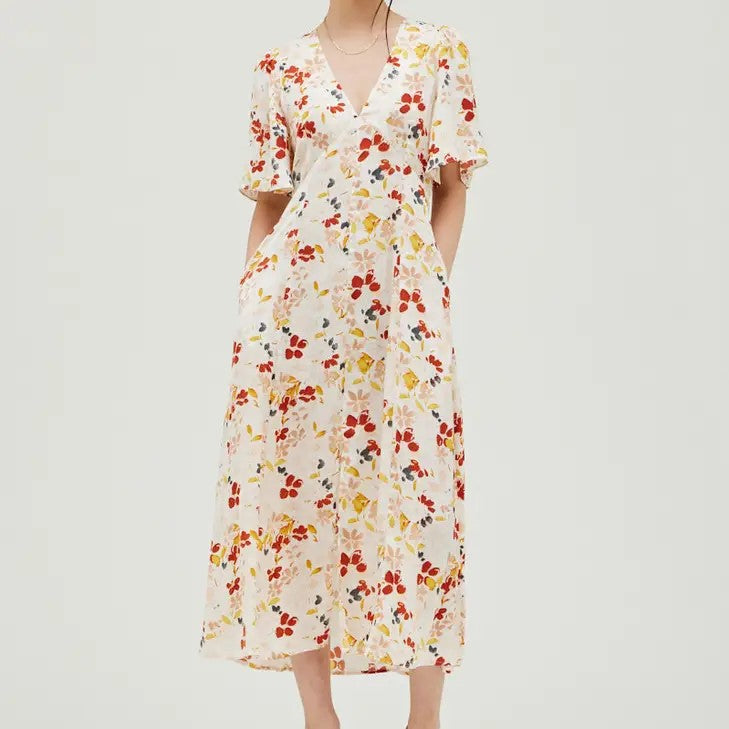 Floral Satin Print Dress