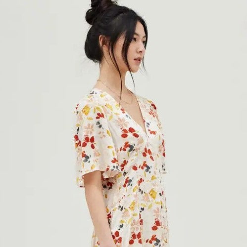 Floral Satin Print Dress