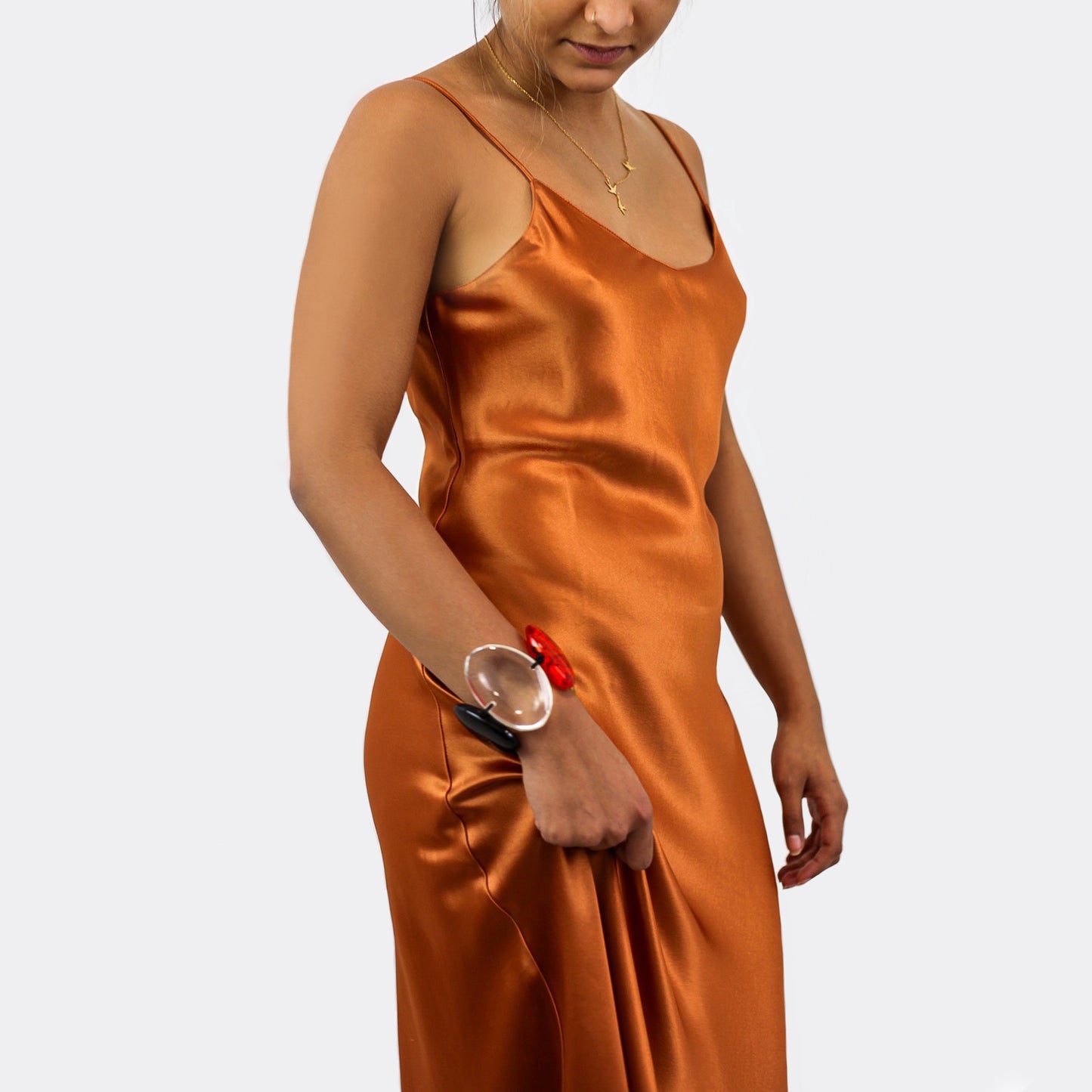 Strappy Cami Satin Midi Dress