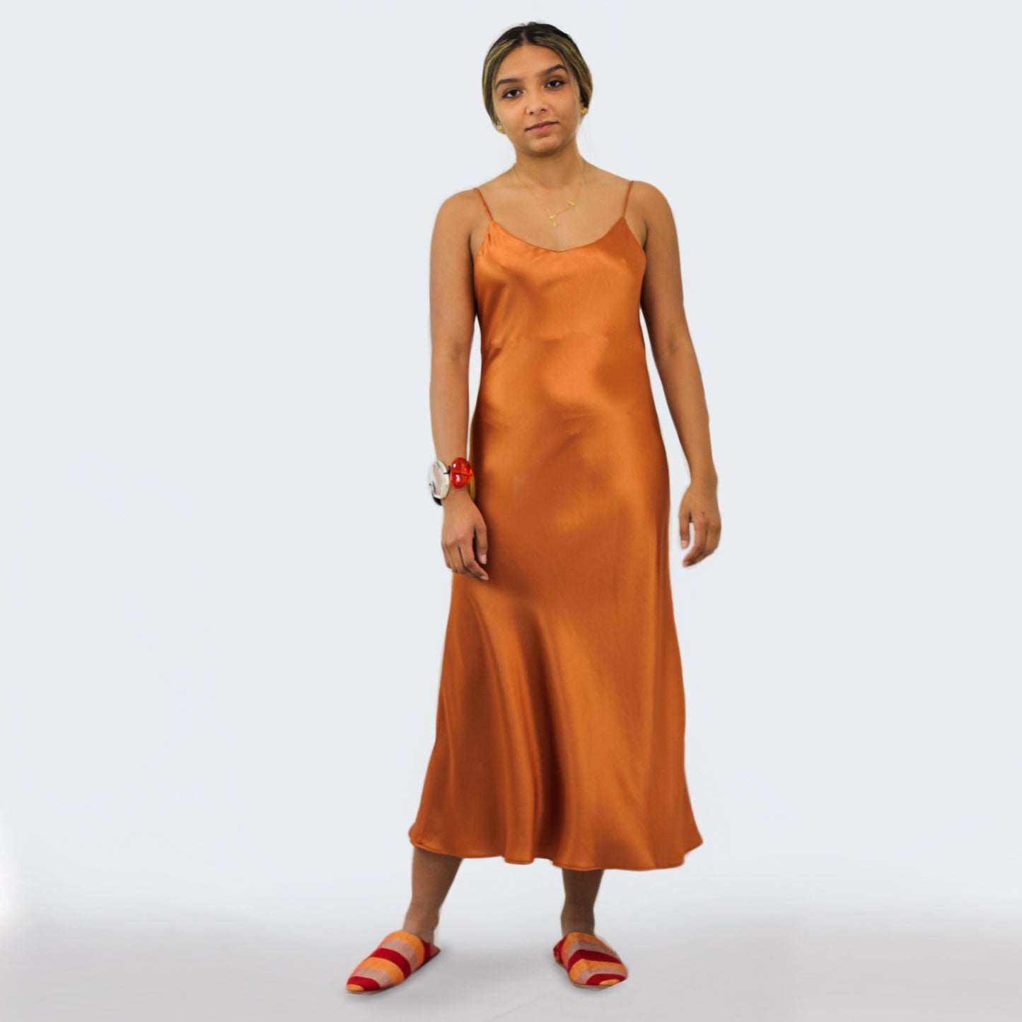 Strappy Cami Satin Midi Dress