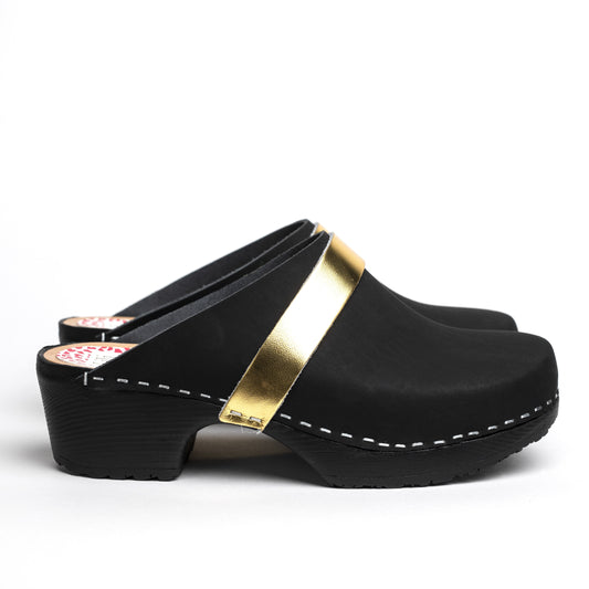 Uppsala Clogs Black & Gold