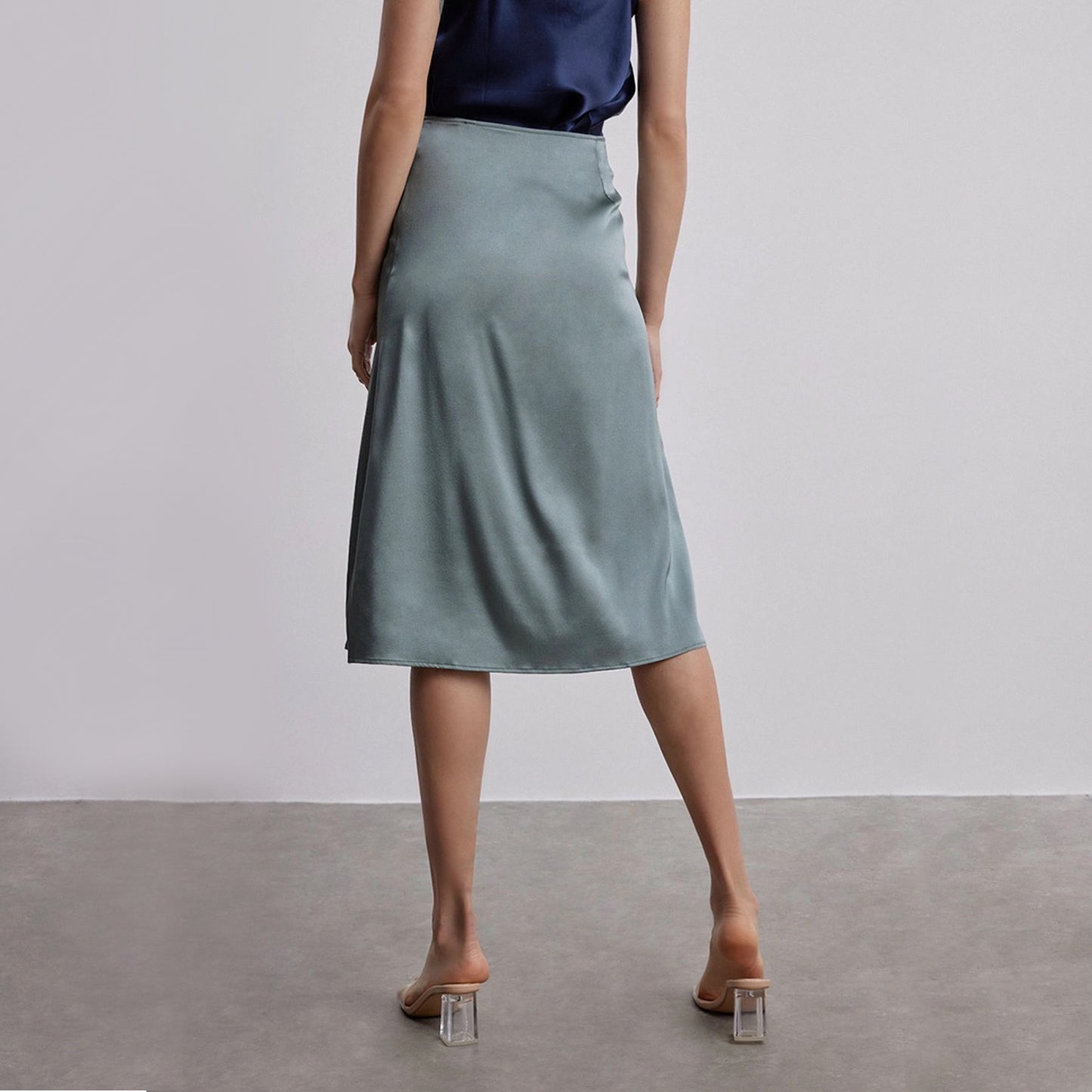 Bias Cut Silk Midi Skirt