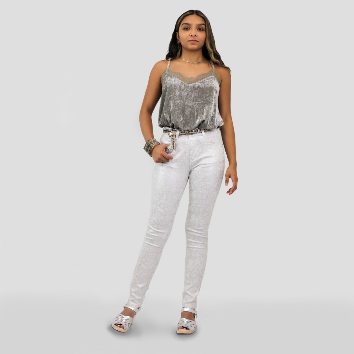 Super Skinny Jeans With Silver Print