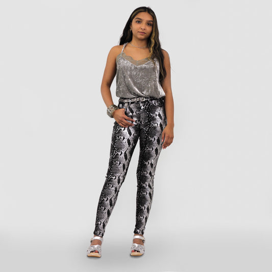 Shiny Snake Print Jeans