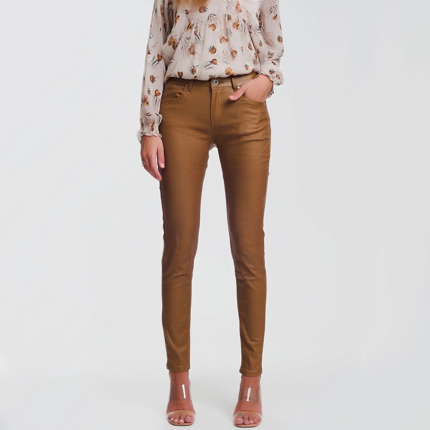 Coated Skinny Pants