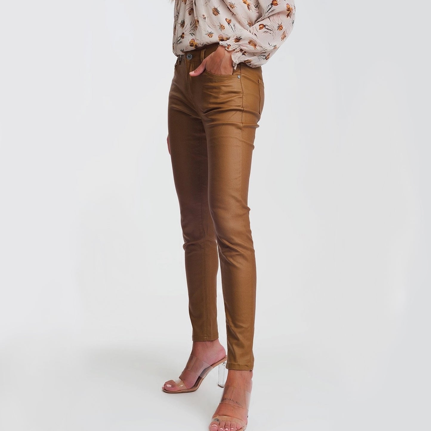 Coated Skinny Pants