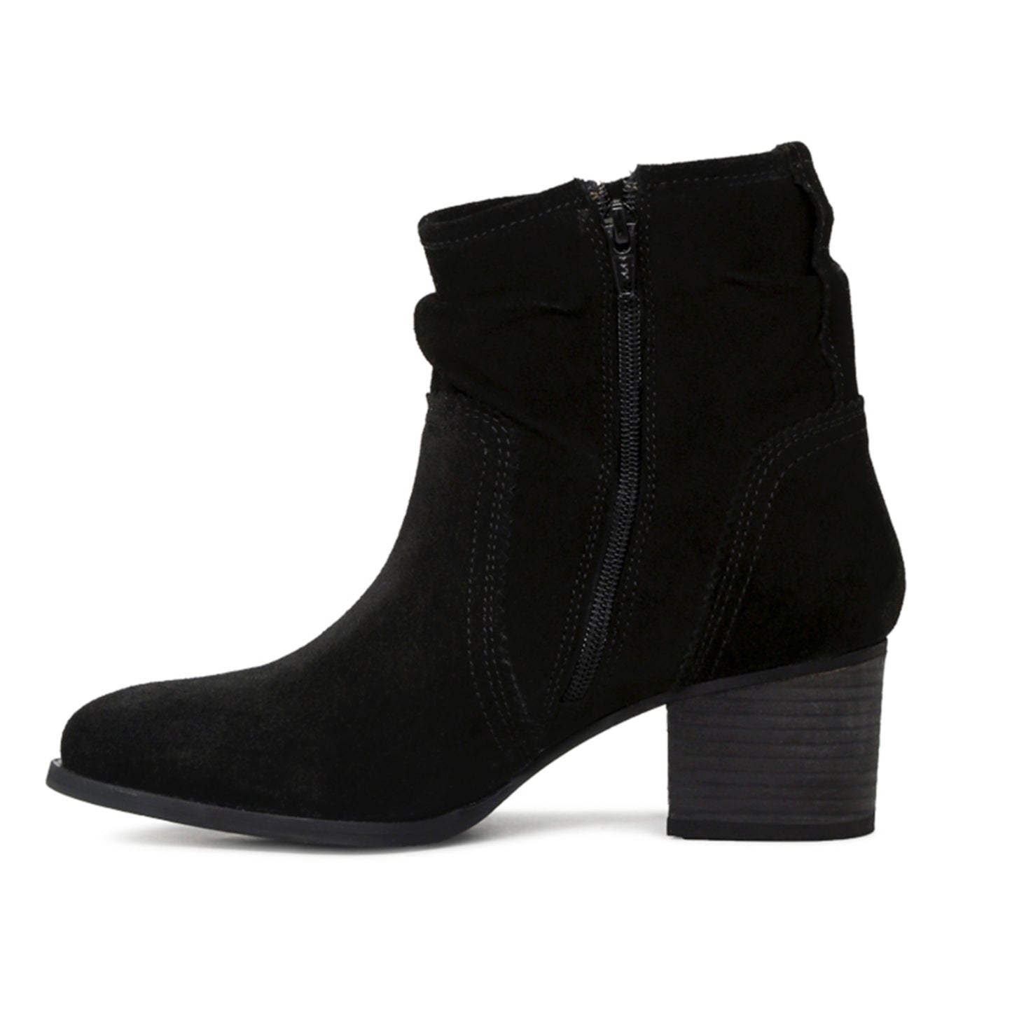 Black Bowie Stacked Heel Leather Boots