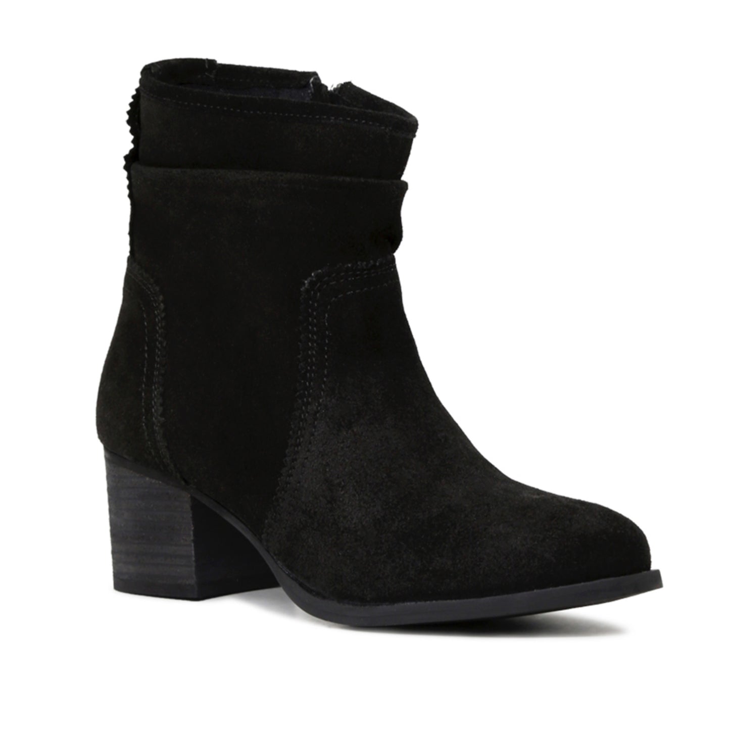 Black Bowie Stacked Heel Leather Boots