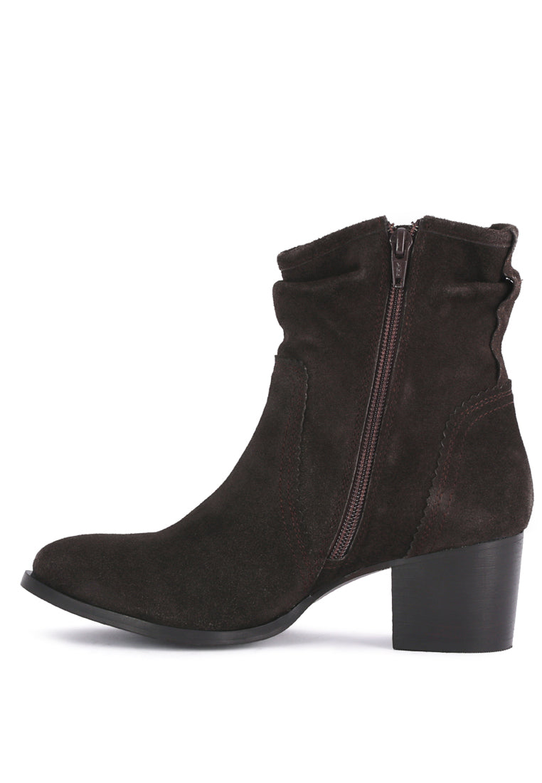 Brown Bowie Stacked Heel Leather Boots