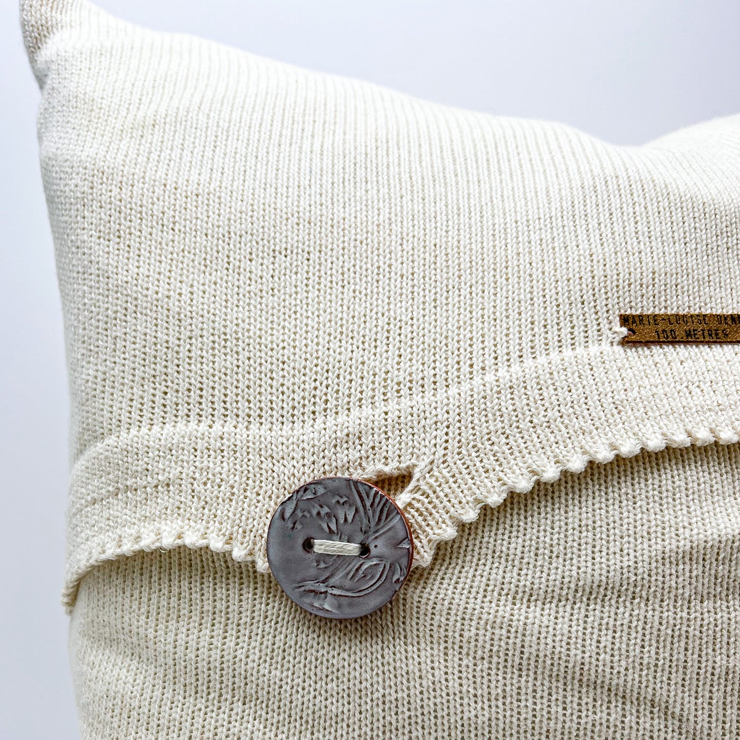 Cotton and Lurex Cushion with Ceramic Buttons