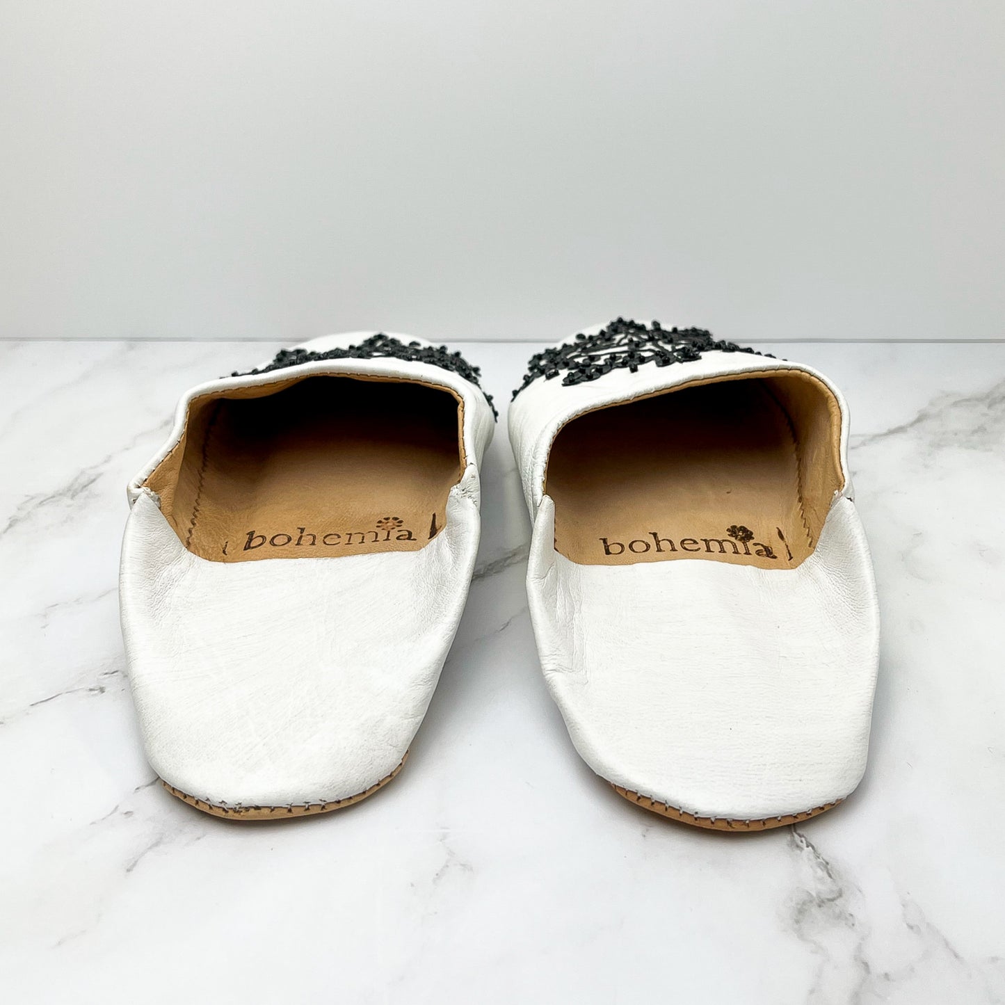 Sequin Leather Slippers