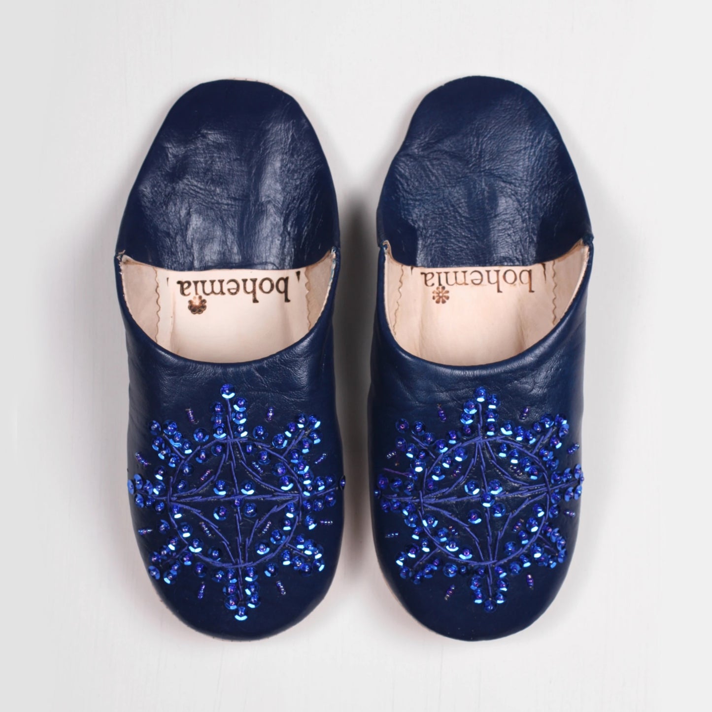 Sequin Leather Slippers