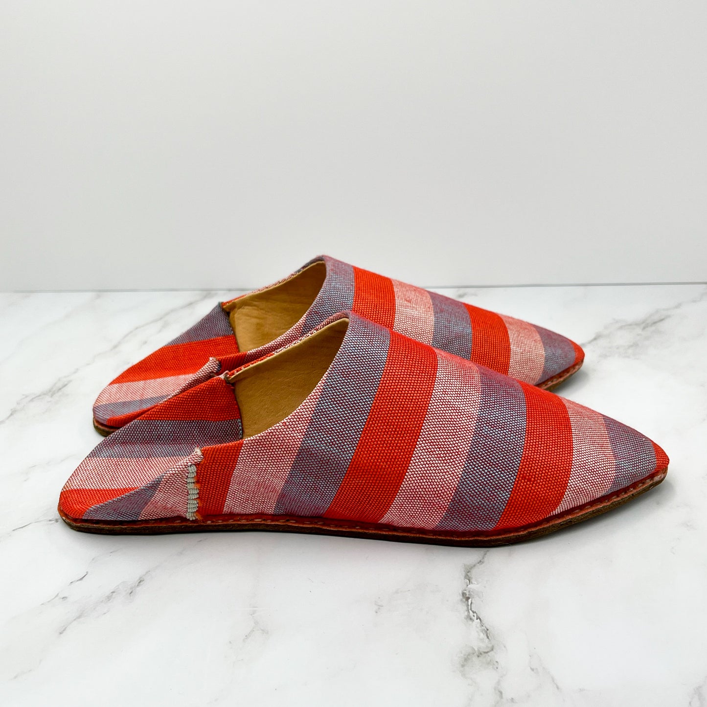 Stripy Leather Slippers