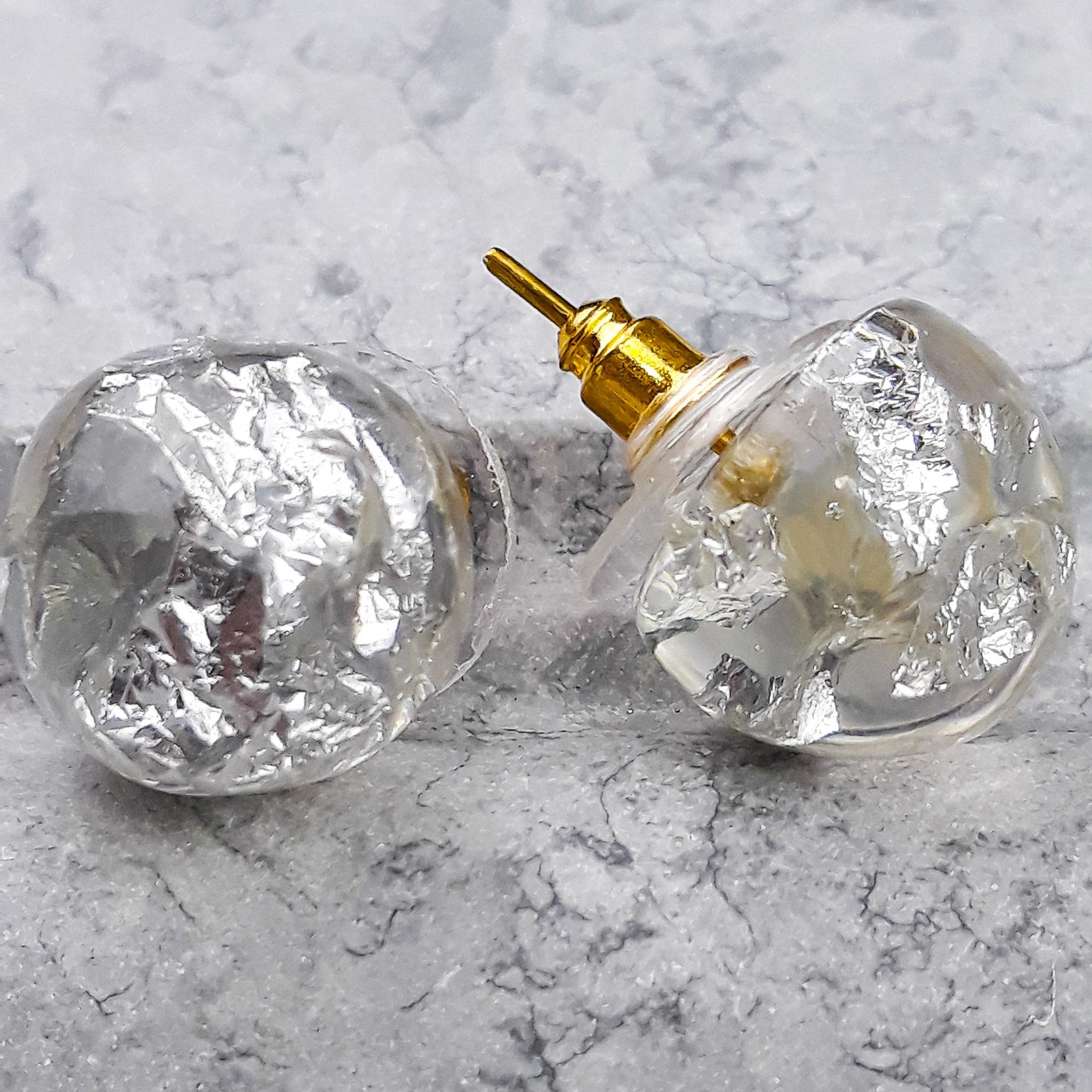 Transparent Ball Stud Resin Earrings