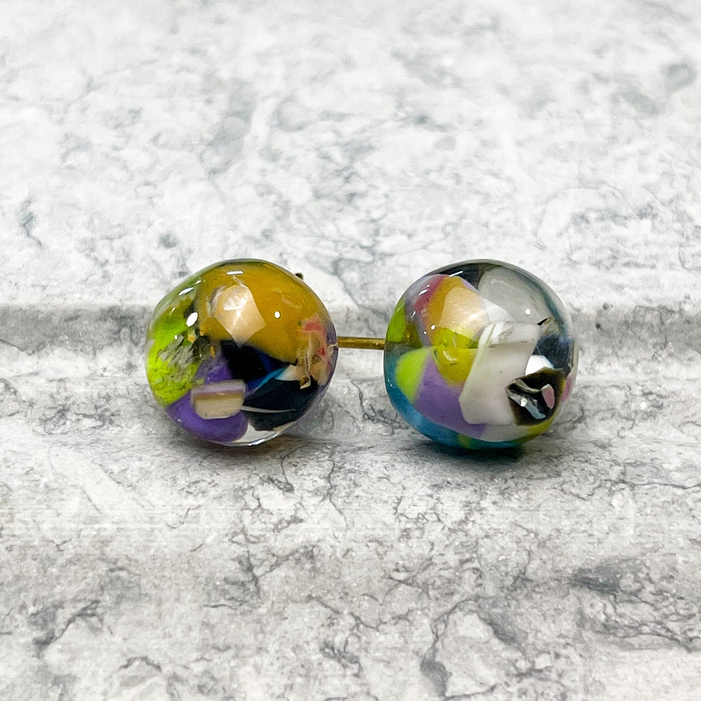 Transparent Ball Stud Resin Earrings