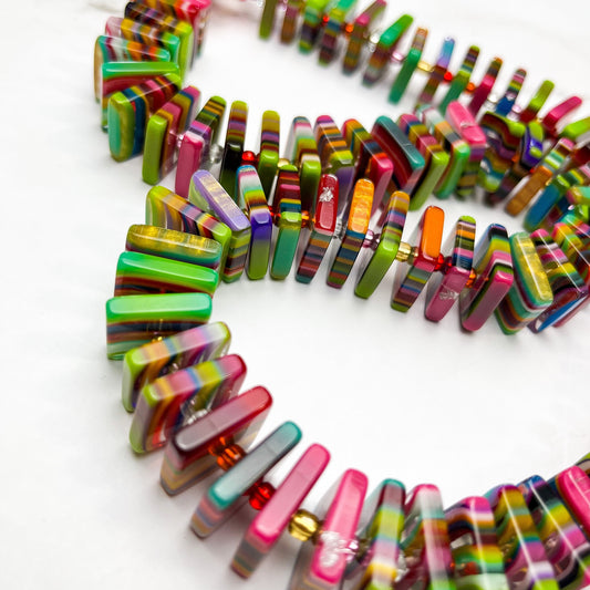 Liquorice Allsorts Flat Squares & Beads Necklace