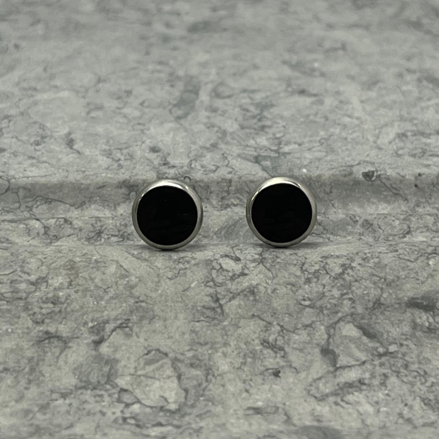 Tiny Black & Silver Studs