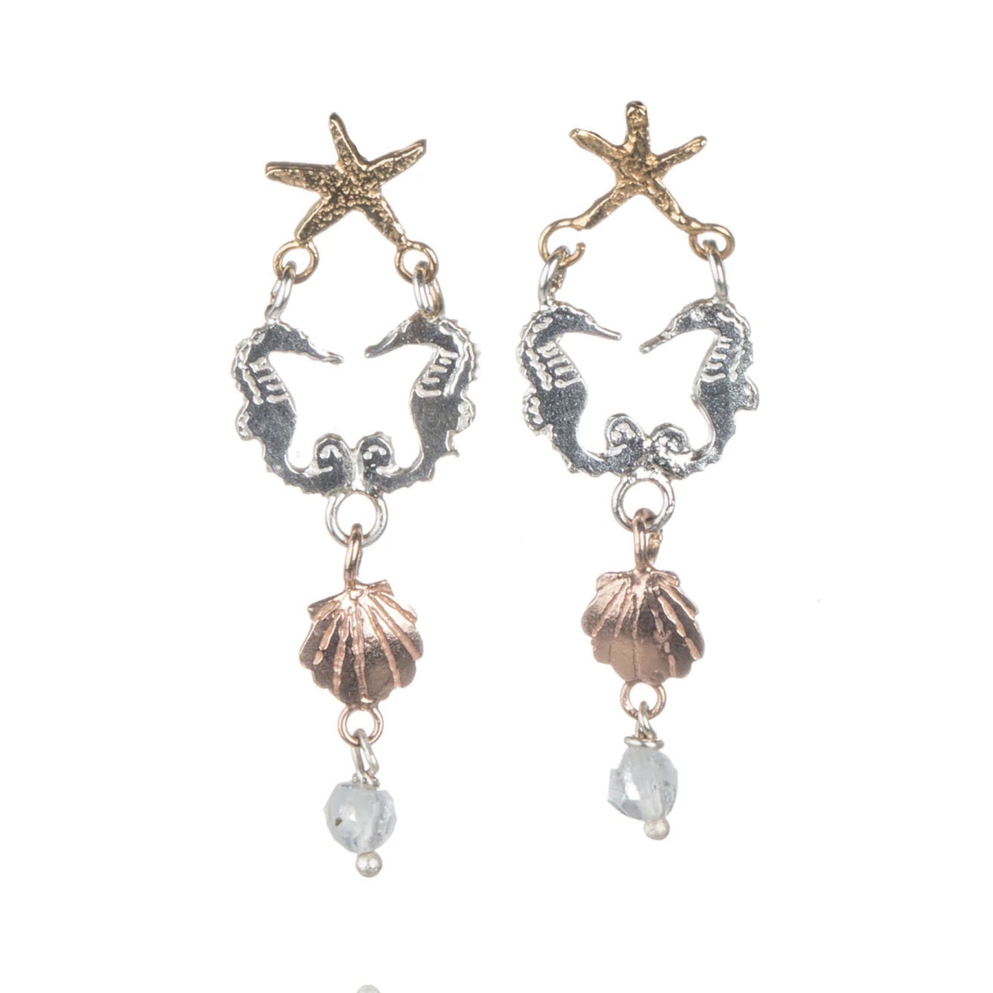Double Seahorse Drop Earrings