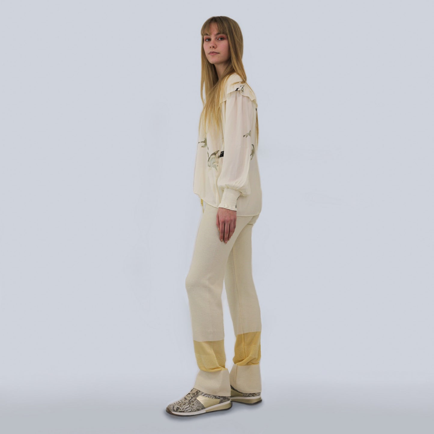 Fine Wool Trousers With Draw String & Lurex Detail