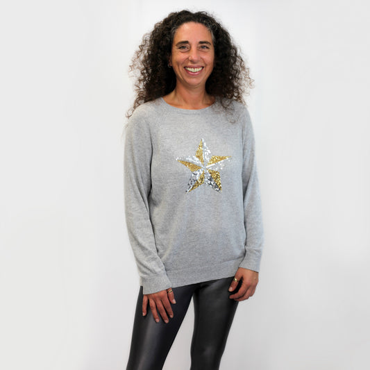 Cashmere & Wool Mix Sweater Star on Front